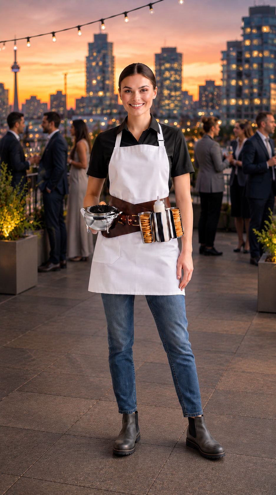 Mobile caviar host at an outdoor Toronto corporate event